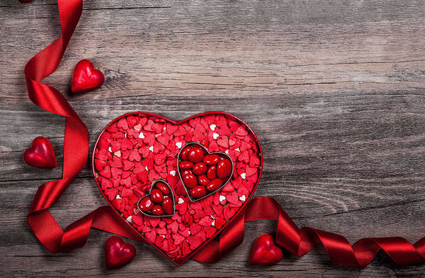 This jpeg image - Valentine's Day Wooden Background with Hearts, is available for free download