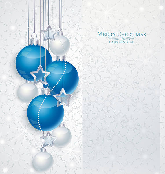 This jpeg image - White Christmas Background with Blue Ornaments, is available for free download