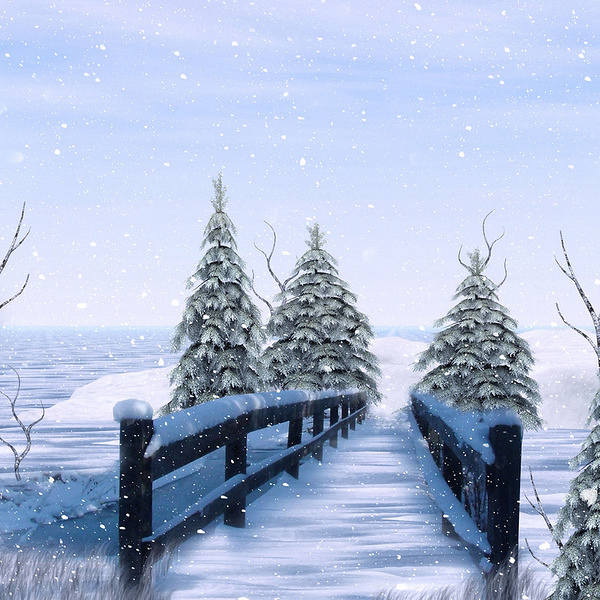 This jpeg image - Winter Background with Bridge, is available for free download