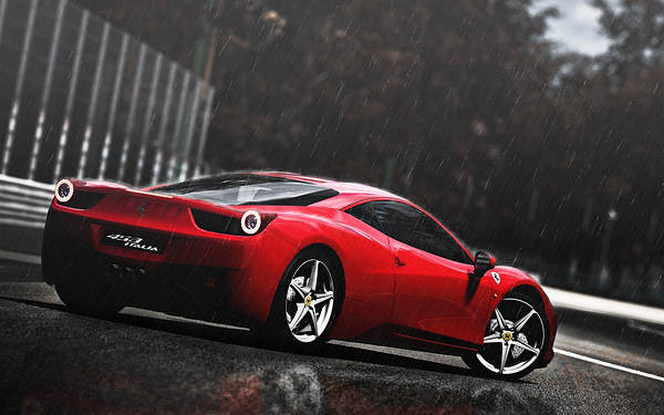This jpeg image - Red Ferrari Rainy Background, is available for free download