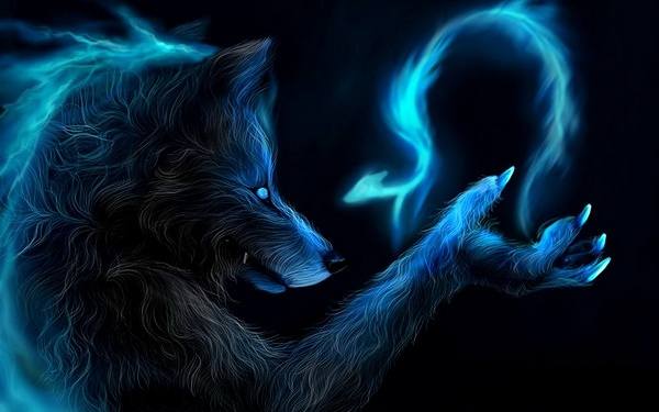 This jpeg image - Blue Magic Werewolf Wallpaper, is available for free download