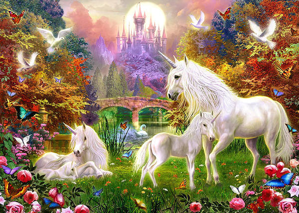 This jpeg image - The Kingdom of Unicorns Fantasy Wallpaper, is available for free download