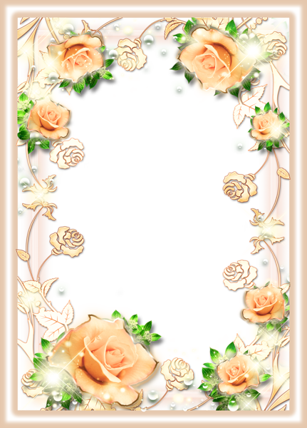 This png image - Beautiful Delicate Cream Frame with Roses, is available for free download