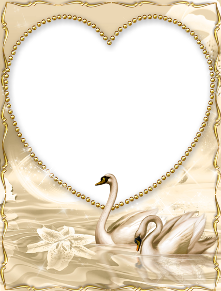 This png image - Beautiful Golden PNG Frame with Swan, is available for free download