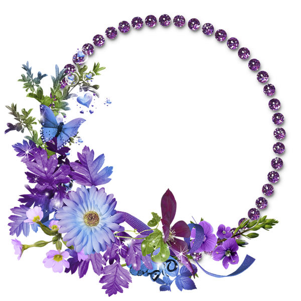 Beautiful Purple Round Flowers Transparent Frame