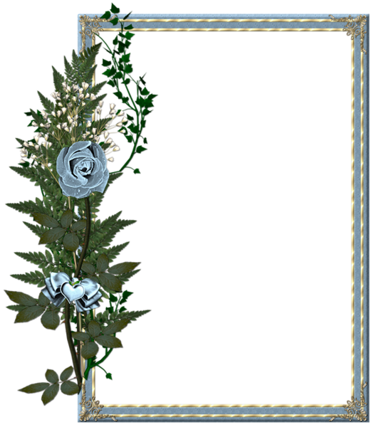 This png image - Beautiful Transparent Gray Photo Frame with Blue Rose, is available for free download
