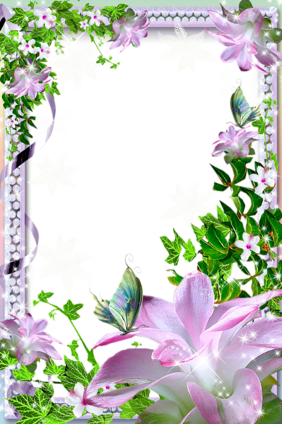 This png image - Beautiful Transparent Photo Frame with Flowers, is available for free download