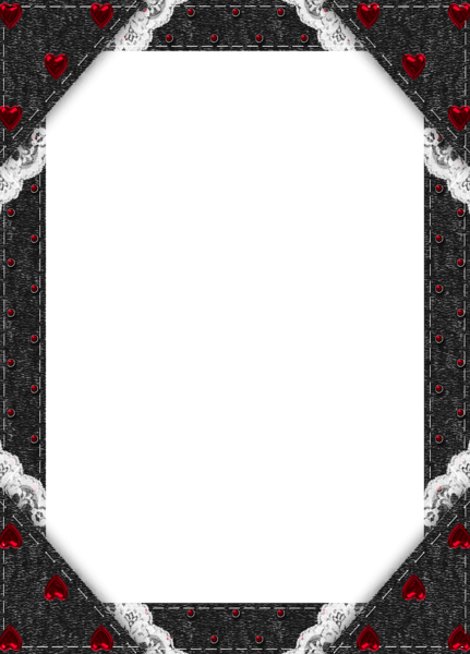 This png image - Black Transparent Frame with Red Hearts, is available for free download
