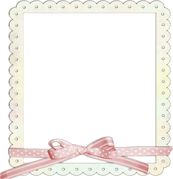 This png image - Cream Transparent Frame with Pink Ribbon, is available for free download