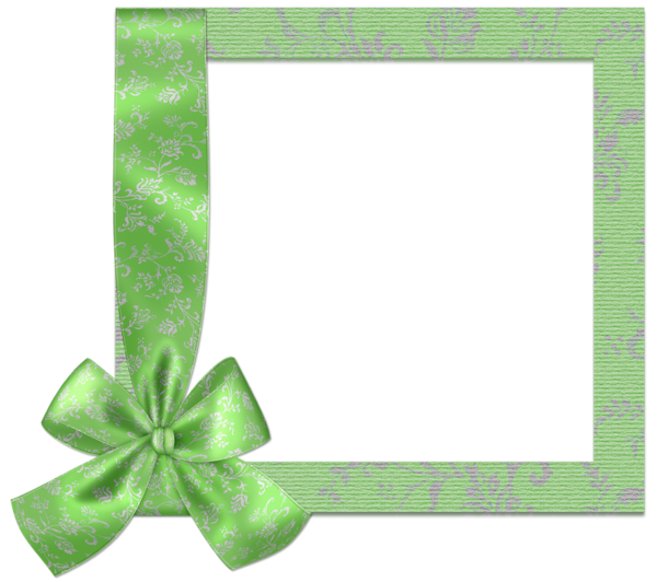 This png image - Cute Green PNG Frame with Bow, is available for free download
