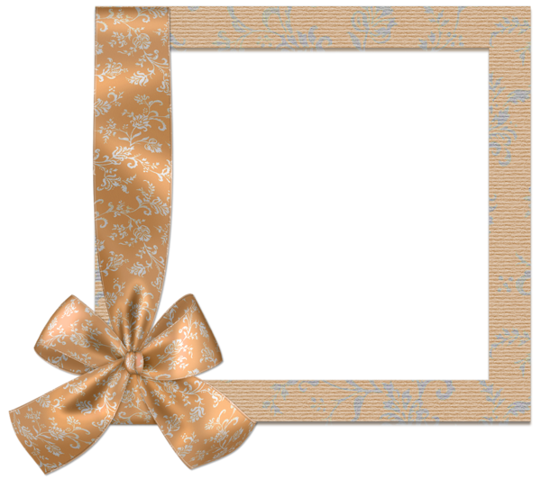 This png image - Cute Orange PNG Frame with Bow, is available for free download