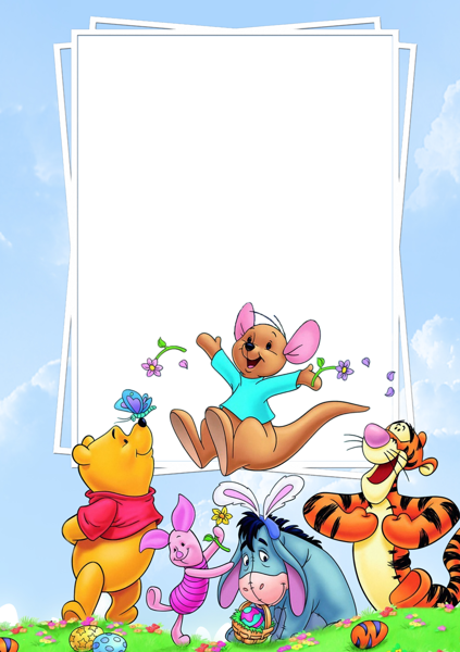 This png image - Cute PNG Frame with Winnie the Pooh and Friends, is available for free download