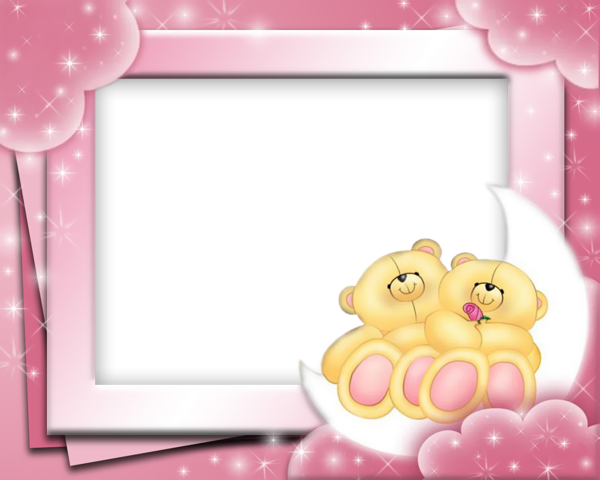 Cute Pink Frame with Bears | Gallery Yopriceville - High-Quality Images