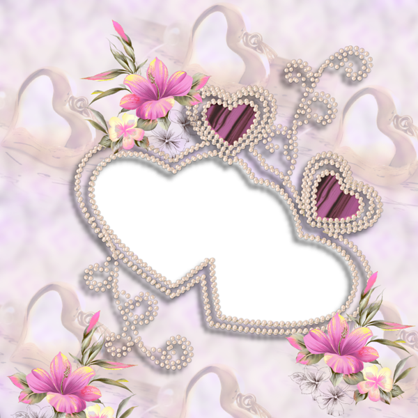This png image - Delicate PNG Photo Frame with Pearls and Flowers, is available for free download