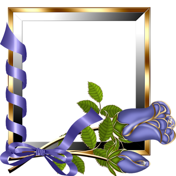 This png image - Gold and Silver Transparent Frame with Purple Roses, is available for free download