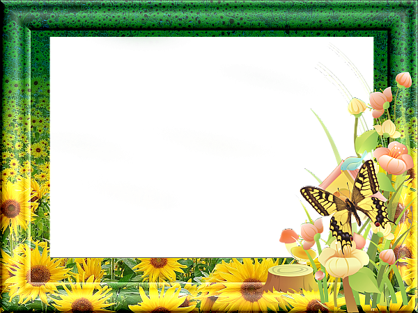 This png image - Green Transparent Frame with Sunflowers, is available for free download