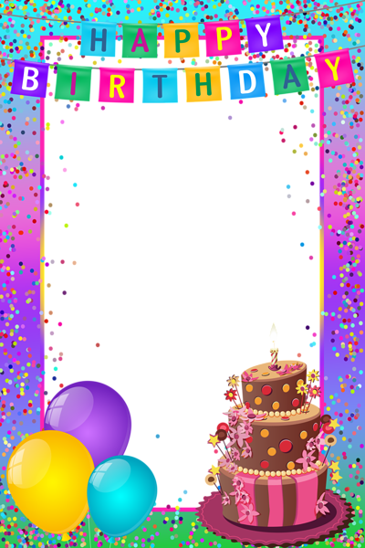 Happy Birthday PNG Transparent Multicolor Frame | Gallery Yopriceville