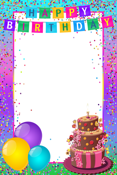 This png image - Happy Birthday PNG Transparent Multicolor Frame, is available for free download