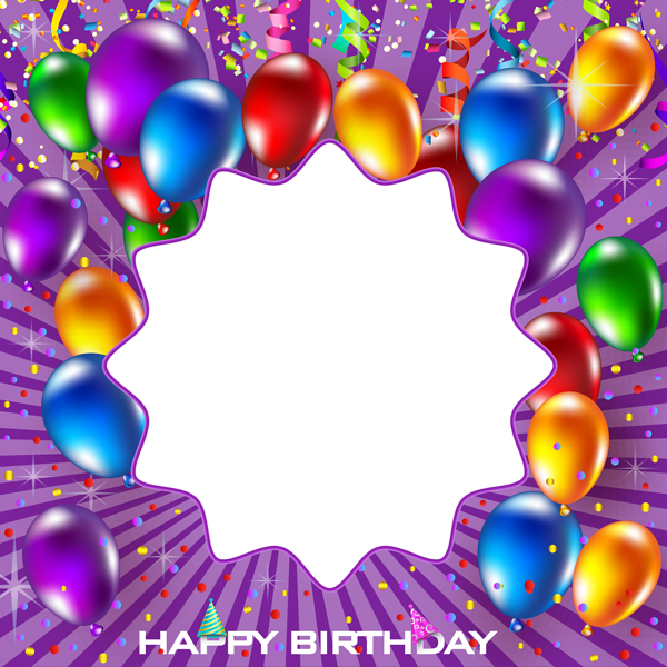 This png image - Happy Birthday Purple PNG Frame, is available for free download