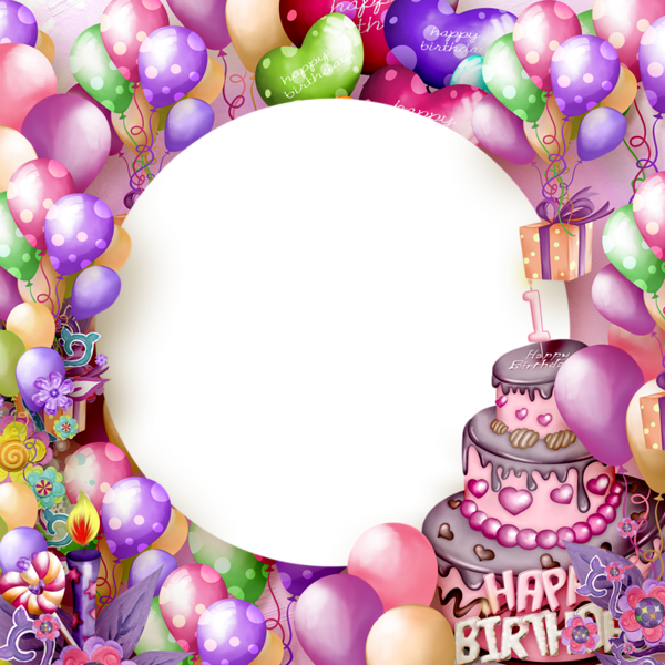 This png image - Happy Birthday Transparent Frame with Cake, is available for free download