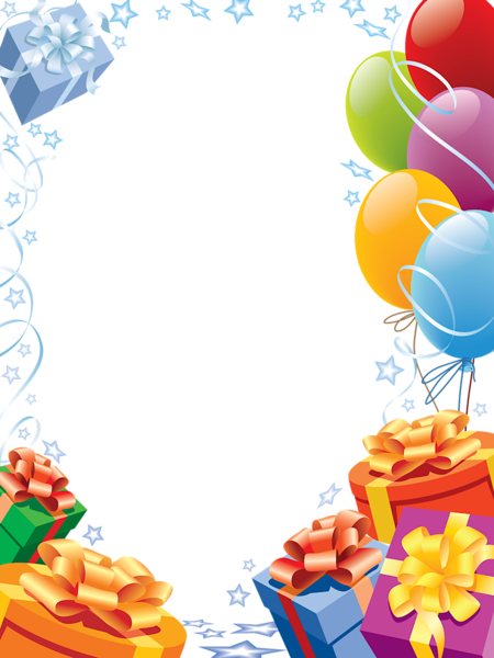 This png image - Happy Birthday Transparent Frame with Gifts and Balloons, is available for free download