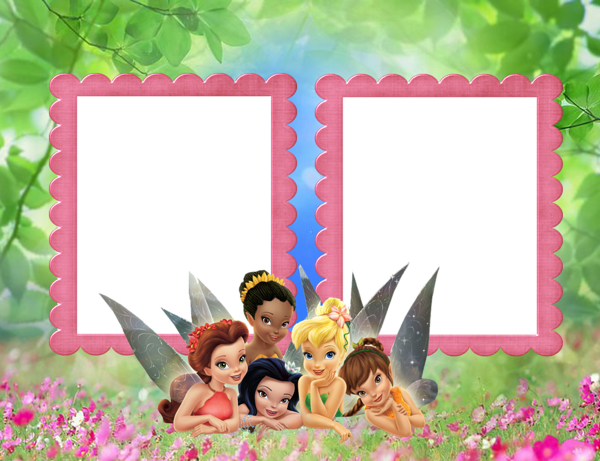 This png image - Kids Transparent Frame with TinkerBell Fairies, is available for free download