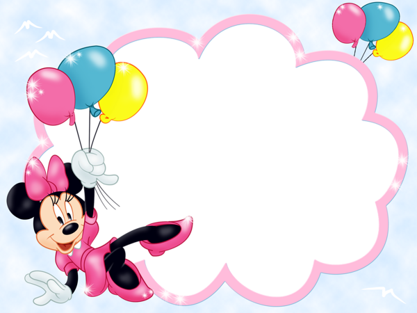 This png image - Kids Transparent Frame with Minnie Mouse and Balloons, is available for free download