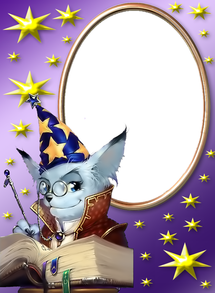 This png image - Kids Transparent Photo Frame with Wizard, is available for free download