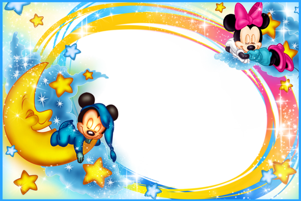 This png image - Kids Transparent Photo Frame Good Night Mickey Mouse, is available for free download