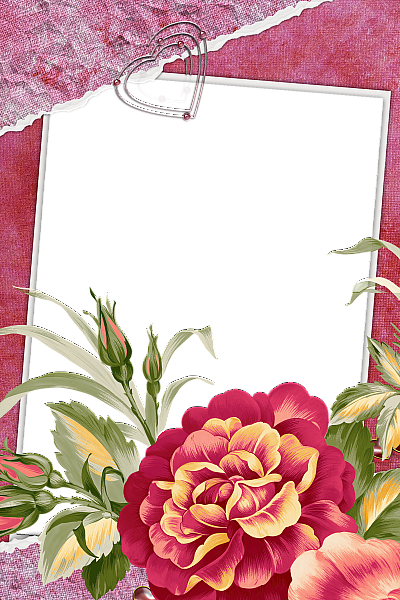 This png image - Large Red Transparent Frame with Beautiful flower, is available for free download
