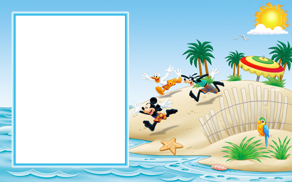 This png image - Mickey Mouse and Friends on the Beach Transparent Photo Frame, is available for free download