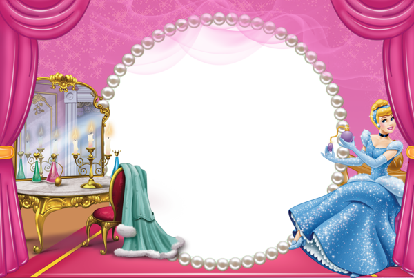 This png image - Pink Cute Kids Cinderella Transparent PNG Frame, is available for free download