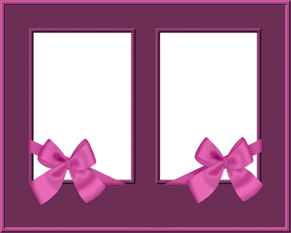 This png image - Pink Duble PNG Frame with Bow, is available for free download