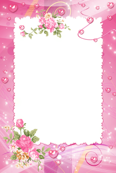 This png image - Pink PNG Photo Frame with Roses, is available for free download