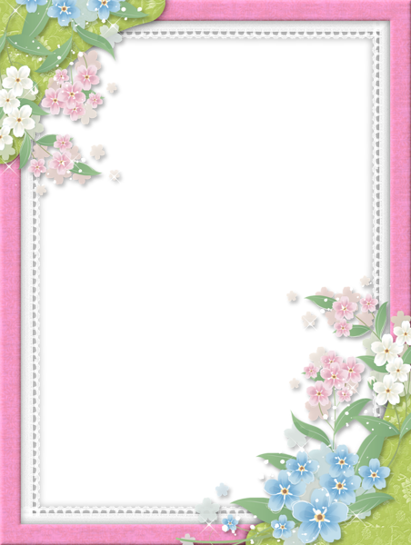 This png image - Pink Transparent Frame with Flowers, is available for free download
