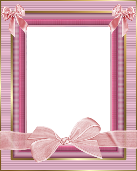This png image - Pink Transparent Frame with Pink Bow, is available for free download