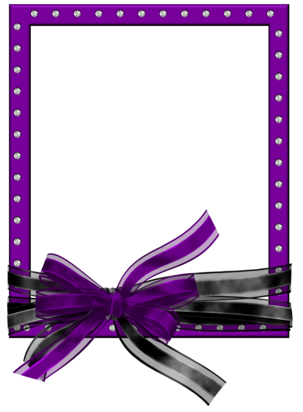 This png image - Purple PNG Photo Frame with Black and Purple Bow, is available for free download