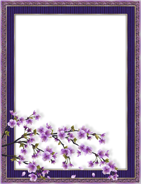 Purple Transparent Flower Frame | Gallery Yopriceville - High-Quality