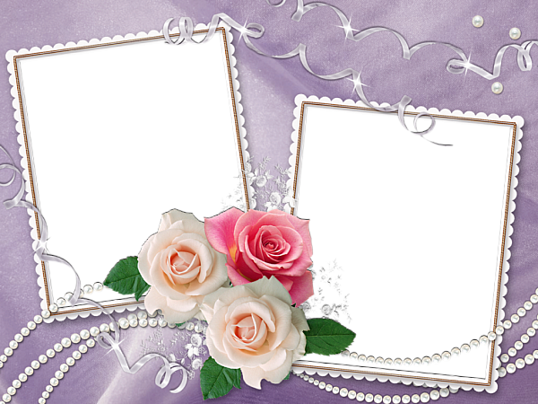 This png image - Purple Transparent Wedding Frame with Roses, is available for free download