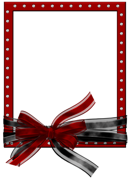 This png image - Red PNG Photo Frame with Black and Red Bow, is available for free download