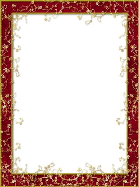 This png image - Red Transparent PNG Frame with Gold Flowers, is available for free download