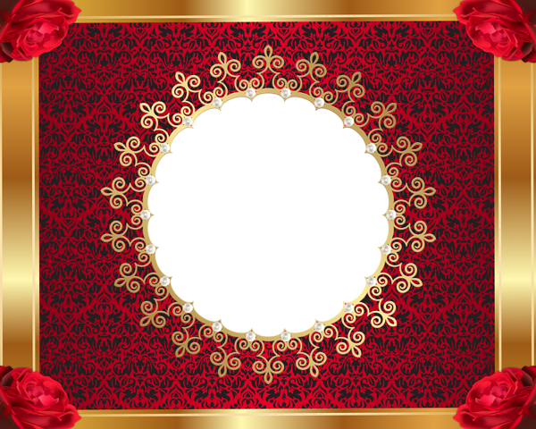 This png image - Red and Gold Transparent PNG Frame with Roses, is available for free download