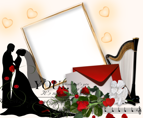 Romantic Wedding PNG Photo Frame | Gallery Yopriceville - High-Quality