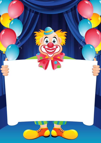 This png image - Transparent Birthday Frame with Clown, is available for free download