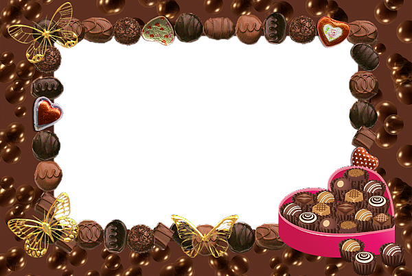 This png image - Transparent Frame with Hearts and Chocolates, is available for free download