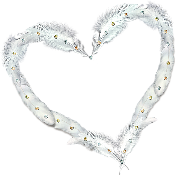 This png image - Transparent Heart Frame with Feathers and Diamonds, is available for free download