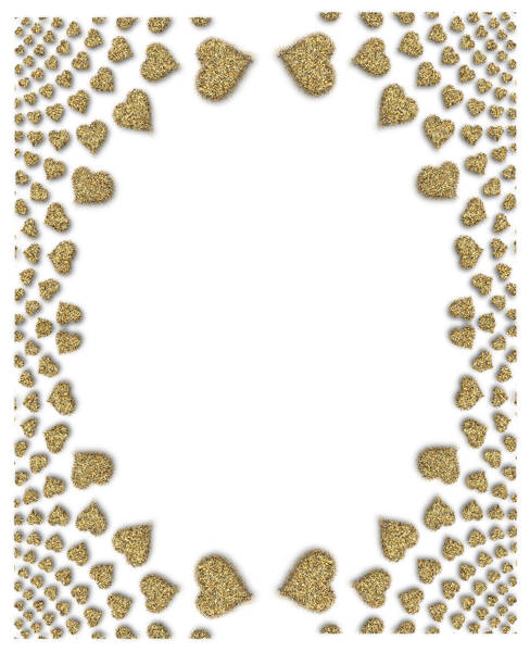 This png image - Transparent PNG Frame with Golden San Hearts, is available for free download
