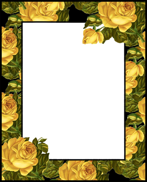 This png image - Transparent PNG Photo Frame with Yellow Roses, is available for free download