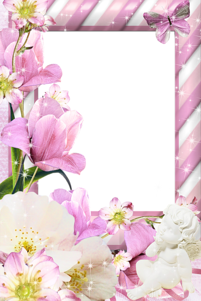 Transparent PNG Pink Frame with Flowers | Gallery Yopriceville - High