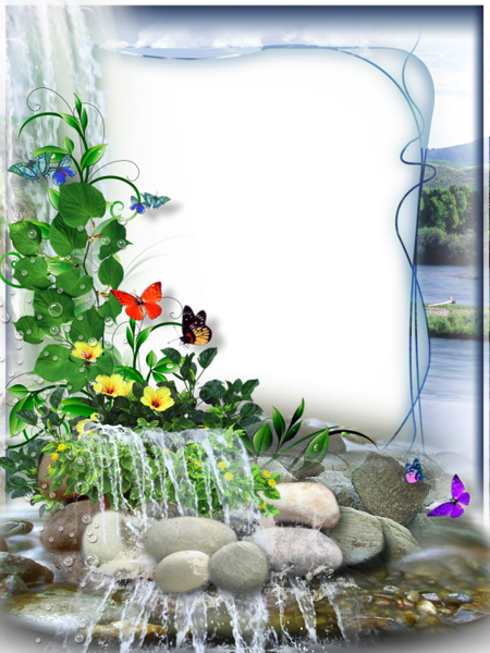 This png image - Transparent Photo Frame with Small Waterfall, is available for free download